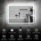 Espejo de Baño con Luz LED 80x60 cm con Bluetooth 3 Colores de Luz Reloj Digital Función Antivaho Función de Memoria