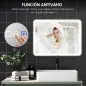Espejo de Baño con Luz LED 80x60 cm con Bluetooth 3 Colores de Luz Reloj Digital Función Antivaho Función de Memoria