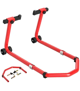Soporte de Rueda Delantera y Trasera Motocicleta Convertible Carga 390 kg con Adaptadores de Horquillas en U y L Ruedas