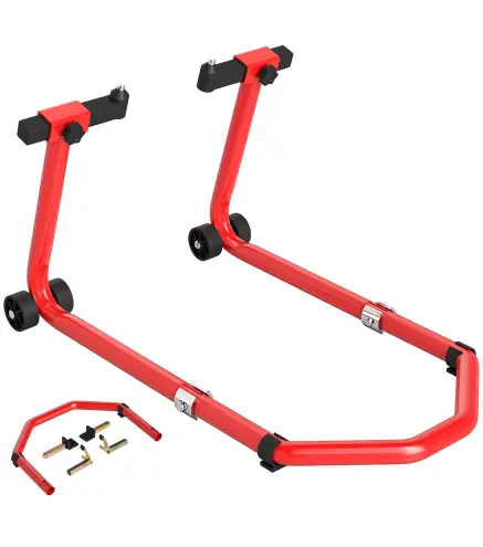 Soporte de Rueda Delantera y Trasera Motocicleta Convertible Carga 390 kg con Adaptadores de Horquillas en U y L Ruedas