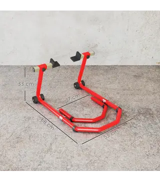 Soporte de Rueda Delantera y Trasera Motocicleta Convertible Carga 390 kg con Adaptadores de Horquillas en U y L Ruedas