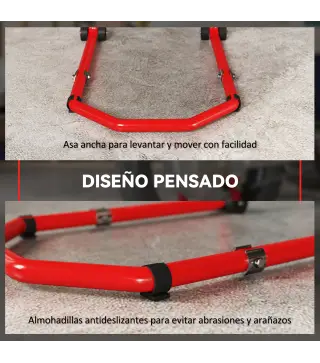 Soporte de Rueda Delantera y Trasera Motocicleta Convertible Carga 390 kg con Adaptadores de Horquillas en U y L Ruedas