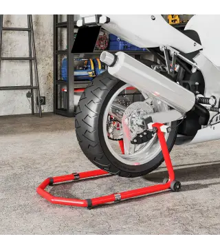 Soporte de Rueda Delantera y Trasera Motocicleta Convertible Carga 390 kg con Adaptadores de Horquillas en U y L Ruedas