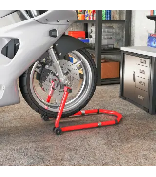 Soporte de Rueda Delantera y Trasera Motocicleta Convertible Carga 390 kg con Adaptadores de Horquillas en U y L Ruedas