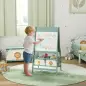 Pizarra Infantil Caballete 3 en 1 Caballete de Pintura para Niños de Doble Cara con Rollo de Papel y Cestas Verde