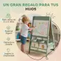 Pizarra Infantil Caballete 3 en 1 Caballete de Pintura para Niños de Doble Cara con Rollo de Papel y Cestas Verde
