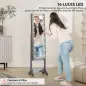 Espejo Joyero con Luces LED Armario para Joyas Armario Joyero de Pie con Espejo Entero Ángulo Ajustable Gris