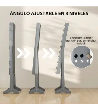 Espejo Joyero con Luces LED Armario para Joyas Armario Joyero de Pie con Espejo Entero Ángulo Ajustable Gris