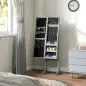 Espejo Joyero con Luces LED Armario para Joyas Armario Joyero de Pie con Espejo Entero Ángulo Ajustable Gris