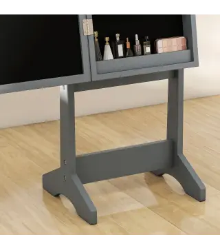 Espejo Joyero con Luces LED Armario para Joyas Armario Joyero de Pie con Espejo Entero Ángulo Ajustable Gris