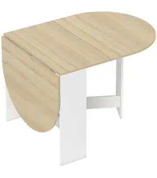 Mesa de Cocina Plegable con Alas Abatibles Mesa de Cocina Plegable de Forma Ovalada Estilo Moderno 163x80x75 cm Natural