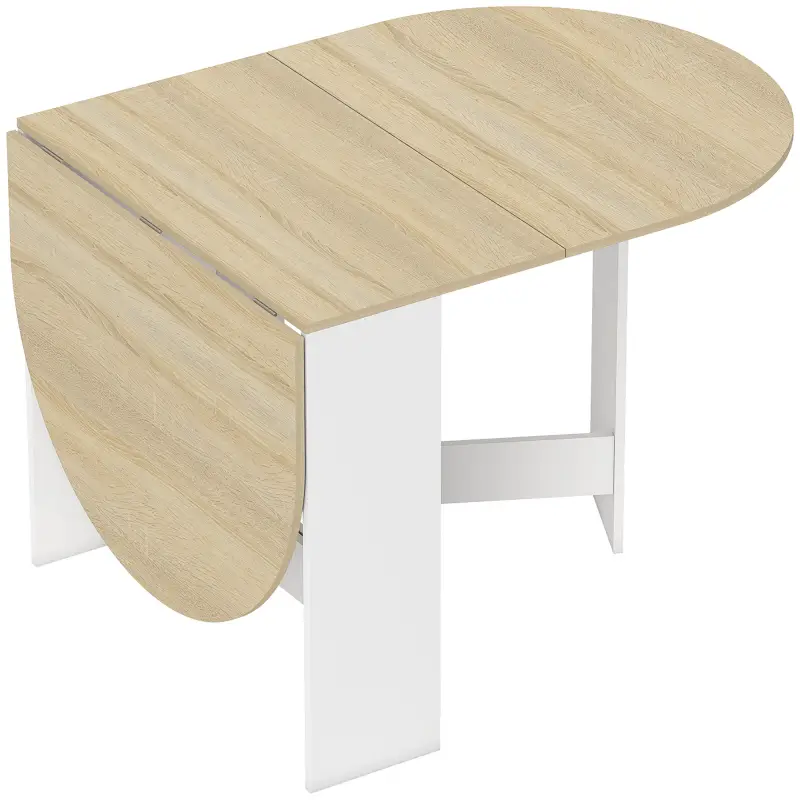 Mesa de Cocina Plegable con Alas Abatibles Mesa de Cocina Plegable de Forma Ovalada Estilo Moderno 163x80x75 cm Natural