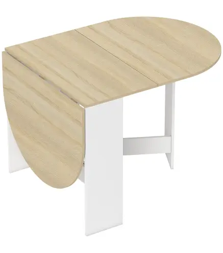 Mesa de Cocina Plegable con Alas Abatibles Mesa de Cocina Plegable de Forma Ovalada Estilo Moderno 163x80x75 cm Natural