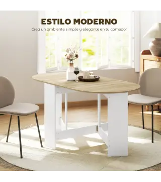 Mesa de Cocina Plegable con Alas Abatibles Mesa de Cocina Plegable de Forma Ovalada Estilo Moderno 163x80x75 cm Natural