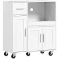 Mueble Auxiliar de Cocina con Ruedas Aparador de Cocina para Microondas con Bandeja Deslizante 80x40x88,7 cm Blanco