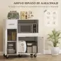 Mueble Auxiliar de Cocina con Ruedas Aparador de Cocina para Microondas con Bandeja Deslizante 80x40x88,7 cm Blanco