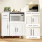 Mueble Auxiliar de Cocina con Ruedas Aparador de Cocina para Microondas con Bandeja Deslizante 80x40x88,7 cm Blanco