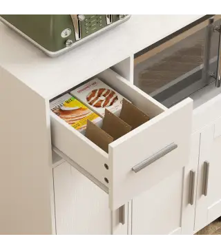 Mueble Auxiliar de Cocina con Ruedas Aparador de Cocina para Microondas con Bandeja Deslizante 80x40x88,7 cm Blanco