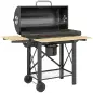 Barbacoa de Carbón Portátil Móvil con Estantes Plegables Termómetro Tapa Ventilaciones Ajustables 109x71x98 cm Negro