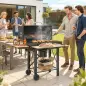Barbacoa de Carbón Portátil Móvil con Estantes Plegables Termómetro Tapa Ventilaciones Ajustables 109x71x98 cm Negro
