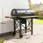 Barbacoa de Carbón Portátil Móvil con Estantes Plegables Termómetro Tapa Ventilaciones Ajustables 109x71x98 cm Negro