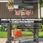 Barbacoa de Carbón Portátil Móvil con Estantes Plegables Termómetro Tapa Ventilaciones Ajustables 109x71x98 cm Negro
