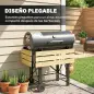 Barbacoa de Carbón Portátil Móvil con Estantes Plegables Termómetro Tapa Ventilaciones Ajustables 109x71x98 cm Negro