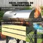 Barbacoa de Carbón Portátil Móvil con Estantes Plegables Termómetro Tapa Ventilaciones Ajustables 109x71x98 cm Negro