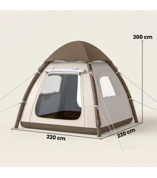 Tienda de Campaña Inflable con Mosquitera Vestíbulo Bomba para 3–4 Personas UPF30+ Bolsa Montaje Rápido Impermeable