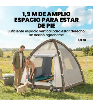 Tienda de Campaña Inflable con Mosquitera Vestíbulo Bomba para 3–4 Personas UPF30+ Bolsa Montaje Rápido Impermeable