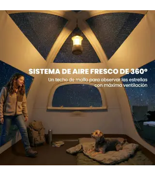 Tienda de Campaña Inflable con Mosquitera Vestíbulo Bomba para 3–4 Personas UPF30+ Bolsa Montaje Rápido Impermeable
