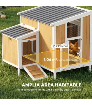 Gallinero para Exterior de Madera 145x90x92 cm para 2-4 Gallinas con Nido Casa Lateral Bandeja Extraíble Amarillo