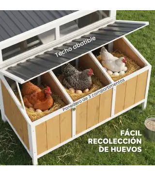Gallinero para Exterior de Madera 145x90x92 cm para 2-4 Gallinas con Nido Casa Lateral Bandeja Extraíble Amarillo