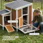 Gallinero para Exterior de Madera 145x90x92 cm para 2-4 Gallinas con Nido Casa Lateral Bandeja Extraíble Marrón Claro