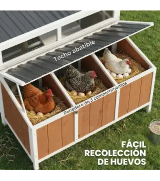 Gallinero para Exterior de Madera 145x90x92 cm para 2-4 Gallinas con Nido Casa Lateral Bandeja Extraíble Marrón Claro