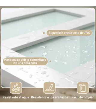 Puerta Corredera 91x213 cm con Kit de Montaje Puerta de Granero con Paneles de Vidrio y MDF Guía de PisoBlanco