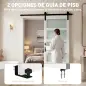 Puerta Corredera 71x213 cm con Kit de Montaje Puerta de Granero con Paneles de Vidrio y MDF Guía de PisoBlanco
