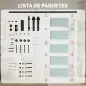 Puerta Corredera 71x213 cm con Kit de Montaje Puerta de Granero con Paneles de Vidrio y MDF Guía de PisoBlanco