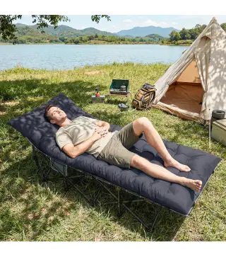 Esterilla de Camping Plegable Portátil con Correas Antideslizante para Cama de Camping Tienda Viajes Gris Oscuro