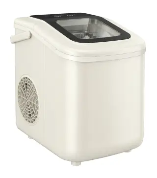 Máquina de Hielo Autolimpiable 12 kg/24H 9 Cubitos Listos en 7 Minutos 2 Tamaños de Hielo 1,2L Depósito Beige