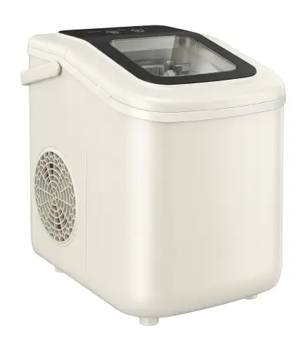Máquina de Hielo Autolimpiable 12 kg/24H 9 Cubitos Listos en 7 Minutos 2 Tamaños de Hielo 1,2L Depósito Beige