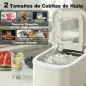 Máquina de Hielo Autolimpiable 12 kg/24H 9 Cubitos Listos en 7 Minutos 2 Tamaños de Hielo 1,2L Depósito Beige