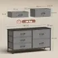 Cómoda con 5 Cajones de Tela Cómoda para Dormitorio Marco de Acero Cajonera para Salón Oficina Gris Oscuro y Negro