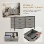 Cómoda con 5 Cajones de Tela Cómoda para Dormitorio Marco de Acero Cajonera para Salón Oficina Gris Oscuro y Negro