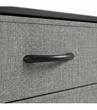 Cómoda con 5 Cajones de Tela Cómoda para Dormitorio Marco de Acero Cajonera para Salón Oficina Gris Oscuro y Negro