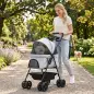 Carrito para Perros Pequeños con 4 Ruedas Freno Cesta Capota Correas de Seguridad y Ventanas 67x45x96 cm Gris Claro