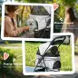 Carrito para Perros Pequeños con 4 Ruedas Freno Cesta Capota Correas de Seguridad y Ventanas 67x45x96 cm Gris Claro