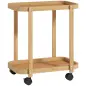Carrito de Cocina de Bambú de 2 Niveles Carrito Auxiliar para Cocina con Ruedas 2 Estantes 54x36,5x60 cm Natural