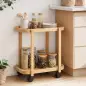 Carrito de Cocina de Bambú de 2 Niveles Carrito Auxiliar para Cocina con Ruedas 2 Estantes 54x36,5x60 cm Natural
