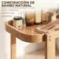 Carrito de Cocina de Bambú de 2 Niveles Carrito Auxiliar para Cocina con Ruedas 2 Estantes 54x36,5x60 cm Natural